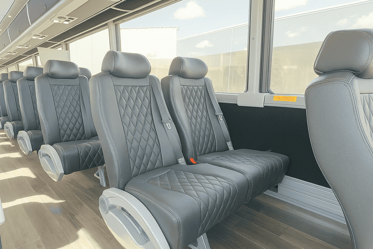 interior of North Richland Hills Coach Bus Service charter bus