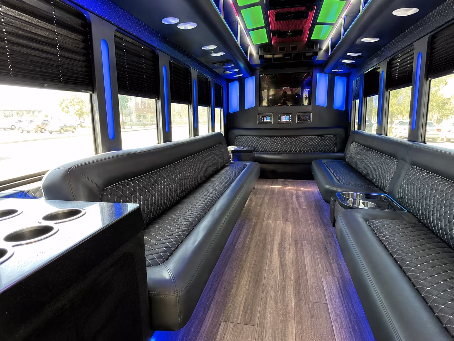 north richland hills 15 passenger party bus inside