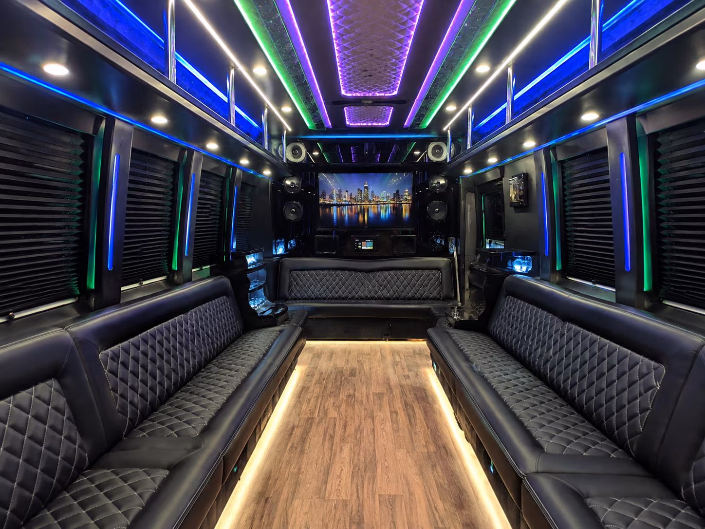 north richland hills 25 passenger party bus interior