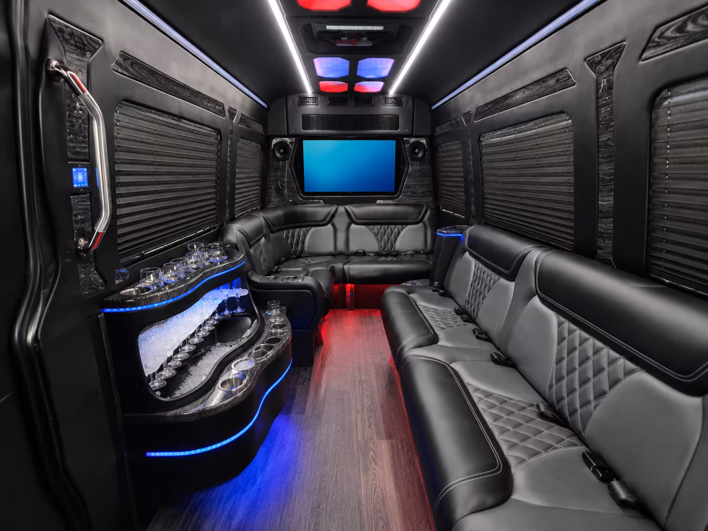 north richland hills 50 passenger party bus interior